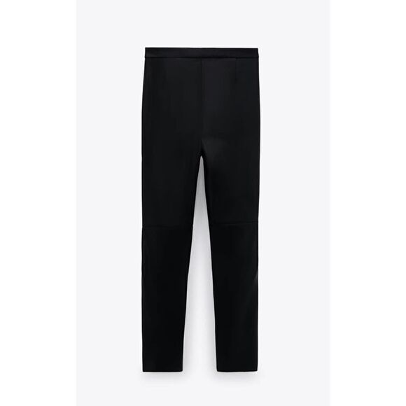 Zara Black Faux Leather Leggings SMALL NEW - Picture 3 of 8